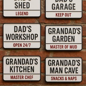 Niestandardowy znak dla taty lub dziadka – Man Cave Garage Shed Gift – Tabliczka drukowana w 3D