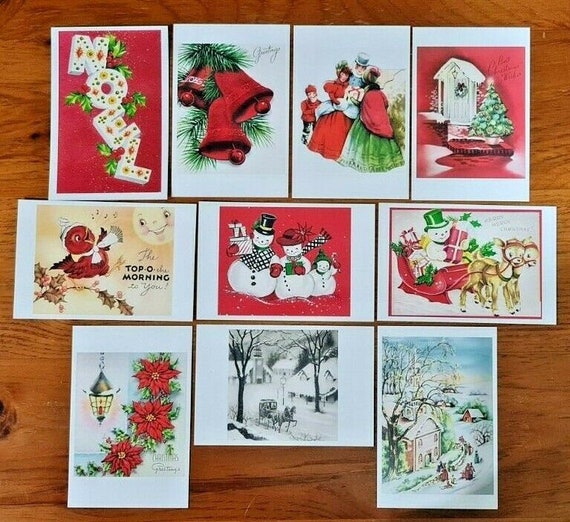 Collection of 6 New Vintage Style CHRISTMAS Postcards Noel Greetings CJ6 