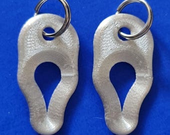 2 x Key Ring Tick Removal Tools Silk Silver PLA Plastic dog cat horse human