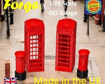 Telephone Box & Post Box 1:76 OO gauge Model Train Railway Diorama 2 of each