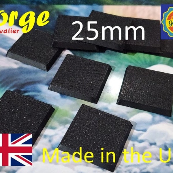 25mm Square Wargaming Bases Durable Plastic for War gaming - Tabletop Games