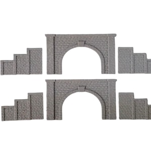 Z gauge tunnel double track stone portal with retaining walls model railway train layout 1:220 scale