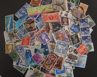 Vintage britische Briefmarken verwendet Mixed Pack Gedenk Machin Junk Journal Scrapbook Mail Art