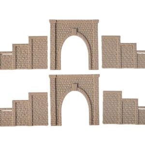 Tunel skali Z, pojedynczy tor, portal kamienny, model pociągu kolejowego, skala 1:220