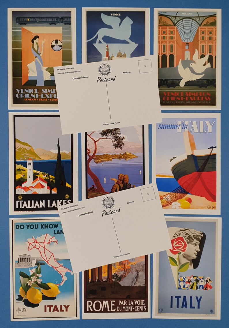 Postcards Set of 11 New Stunning Vintage Italian Repro Travel Etsy