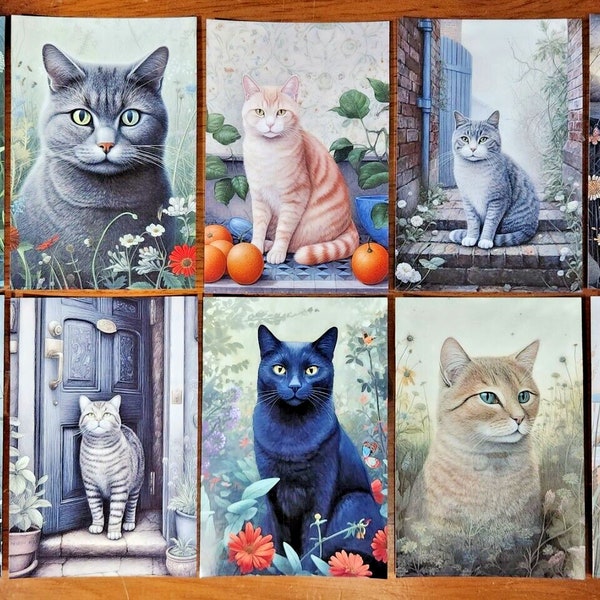Set von 10 Katzen Postkarten, süß und bezaubernd, perfekt für Postcrossing und Postkartenofkindness