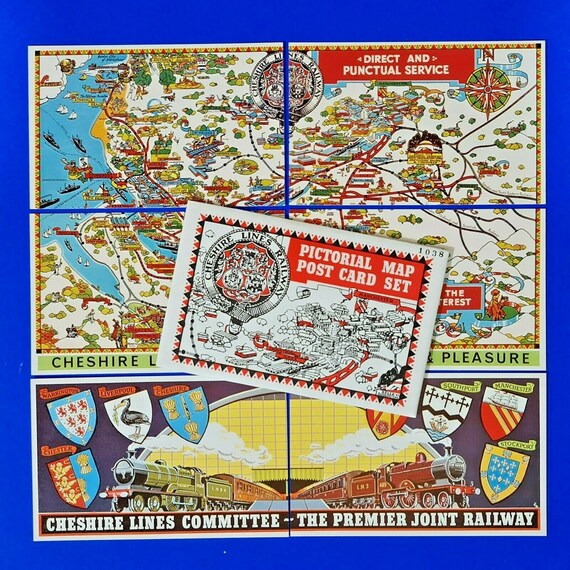 Cheshire Lines Railway Map Set Of 6 Dalkeith Postcards No's 175-180 Cheshire Lines | Etsy Canada