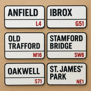 サッカー場スタジアムの道路標識カスタムロンドンスタイルアンフィールド、オールドトラッフォード