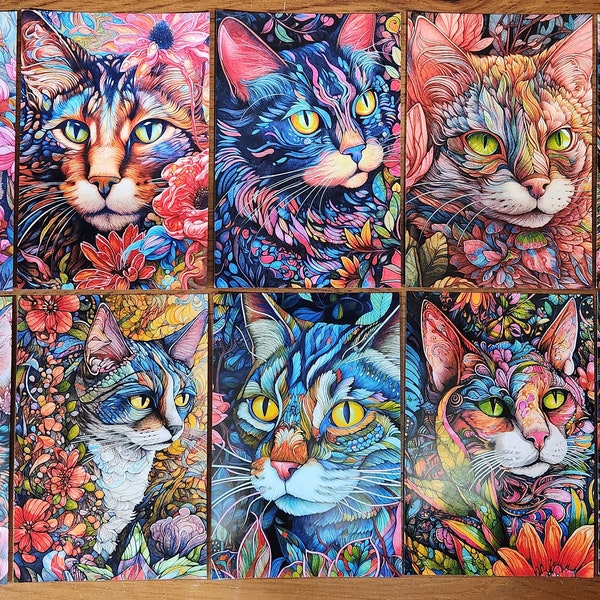 Set of 10 NEW Flower Floral Cats Postcards for Postcrossing Postcardsofkindness