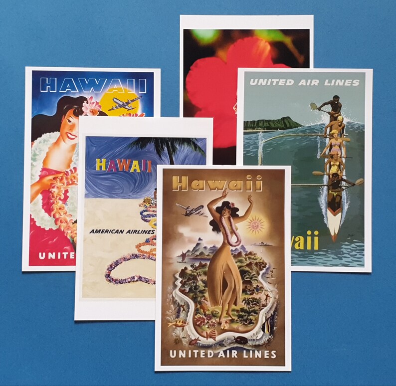 Postcards Set of 5 NEW Stunning Hawaii Vintage Reproduction Etsy