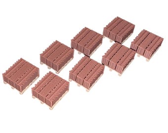 8 x oo gauge terracotta roof tile pallets - model railway wagon loads 1:76 scale