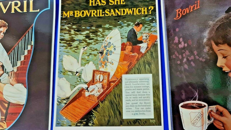 Set of 3 Vintage Reproduction BOVRIL Advertising Postcards by Mayfair Cards
