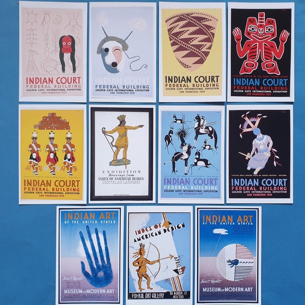 Postcards, Set of 11 NEW Vintage Native American Indian Repro Art Posters