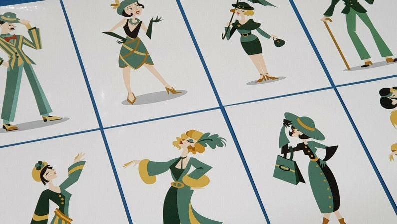 Postcrossing Set of 8 NEW Postcards 1920s Art Deco Style Characters Roaring 20s