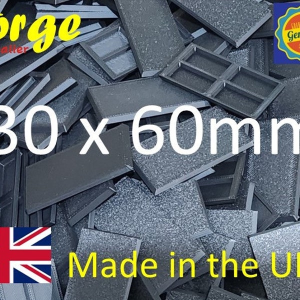 30 x 60mm Rectangle Wargaming Bases PLA Plastic for War gaming - Tabletop Games