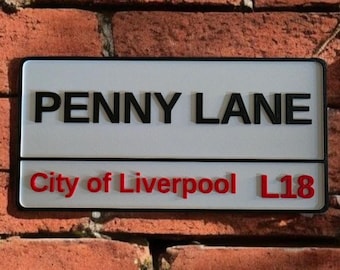 Penny lane street sign  beatles inspired retro wall plaque 3d printed decor gift