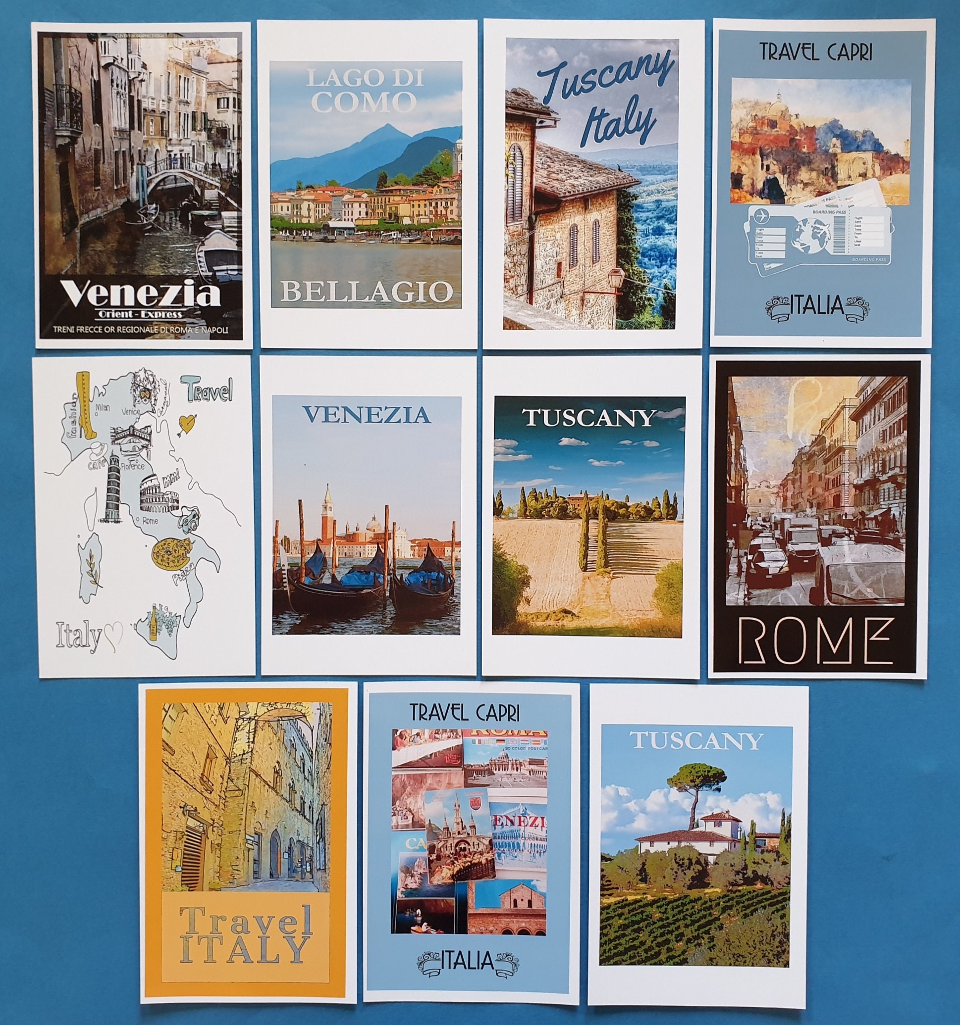 Postcards Set of 11 NEW Stunning Italian Reproduction Travel Etsy