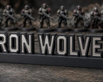Personalised wargaming army name board 3d letters mirror acrylic tabletop club