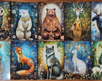 Set of 10 NEW Mystical Holy Forest Animals Postcards Great for Postcrossing