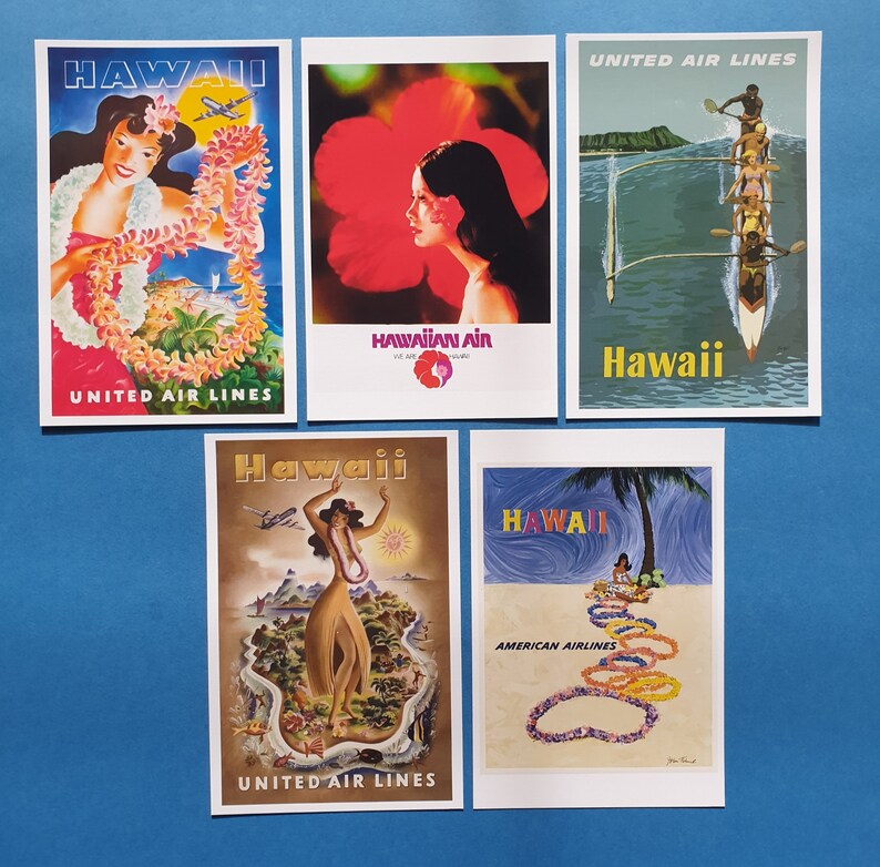 Postcards Set of 5 NEW Stunning Hawaii Vintage Reproduction | Etsy