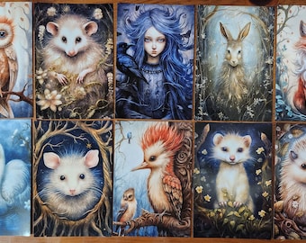 Set of 10 NEW Mystical Forest Animal Postcards Great for Postcrossing