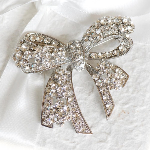 Vintage Style Bow Brooch, Diamante Bow Brooch, Antique Style Bow Brooch, Stunning Vintage Style Brooch, Statement Bow Brooch