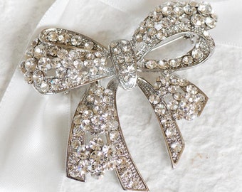 Vintage Style Bow Brooch, Diamante Bow Brooch, Antique Style Bow Brooch, Stunning Vintage Style Brooch, Statement Bow Brooch