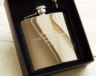 Flasque personnalisée, Flasque gravée en acier inoxydable de 4 oz, Flasque de mariage personnalisée, Flasque gravée, Flasque en métal personnalisée