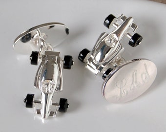 Personalised Racing Car Cufflinks, Engraved Car Cufflinks, Personalised Formula One Car Cufflinks, Personalised Racecar Cufflinks, F1 Gift