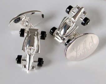 Engraved Racecar Cufflinks, Personalised Car Cufflinks, Engraved Racing Car Cufflinks, Personalised F1 Cufflinks, Motorsport Cufflinks