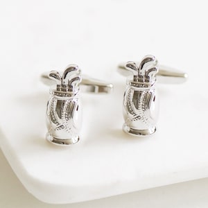 Golf Cufflinks, Personalised Golf Bag Cufflinks, Silver Golf Cufflinks, Golfers&#39; Cufflinks, Sports Cufflinks, Personalised Golf Cufflinks