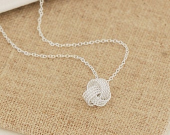 Sterling Silver Knot Necklace, Love Knot Necklace, Forever Knot Pendant, Knot of Friendship Necklace, Silver Infinity Love Knot Necklace