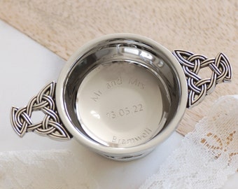 Personalised Quaich, Engraved Wedding Quaich, Highland Wedding Gift, Personalised Traditional Scottish Wedding Gift, Engraved Keepsake Gift