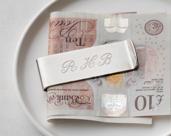 Personalised Money Clip, Engraved Notes Holder, Metal Money Clip, Monogram Money Clip, Personalised Groomsmen Gifts, Traditional Money Clip