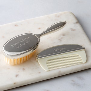 Personalised Baby Brush And Comb Set, New Baby Brush, First Birthday Brush and Comb, Personalised Baby Brush, Engraved Silver Comb