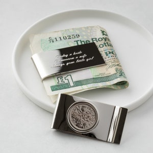 Pince à billets personnalisée pour le père de la mariée, pince à billets de mariage gravée Sixpence, cadeau de mariage du père de la mariée, cadeau de mariage Sixpence