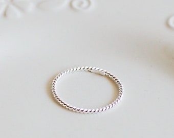 Twisted Sterling Silver Rope Ring, Minimalist Stacking Jewelry