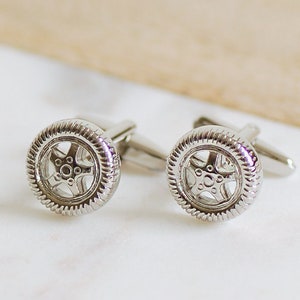 Car Tyre Cufflinks, Silver Car Wheel Cufflinks, Racing Car Cufflinks, Car Cufflinks, Tyre Cufflinks, New Driver Cufflinks, Driver Cufflinks