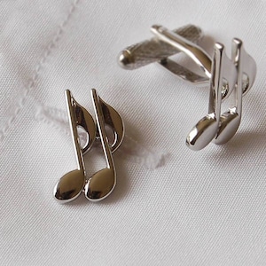 Music Note Cufflinks, Novelty Music Cufflinks, Silver Music Note Cufflinks, Wedding Cufflinks, Father's Day Cufflinks, Quaver Cufflinks