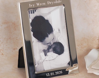 Personalised Silver-Plated Photo Frame, Engraved Picture Frame, New Baby Photo Frame, Personalised Wedding Photo Frame