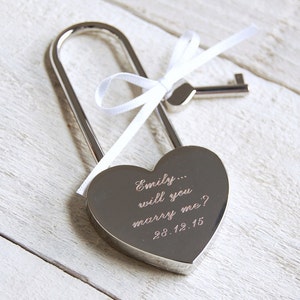 Personalised Love Lock, Engraved Heart Padlock, Personalised Engagement Lock, Paris Love Lock, Heart Padlock, Gold Heart Padlock, Love Lock image 1