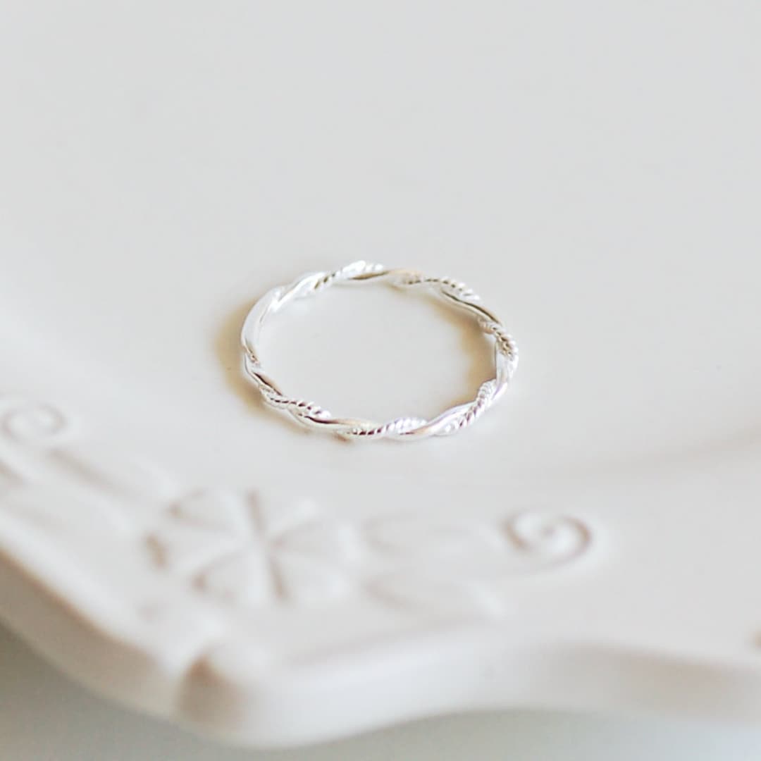 Sterling Silver Twisted Rope Ring, Silver Rope Ring, Delicate Twisted ...