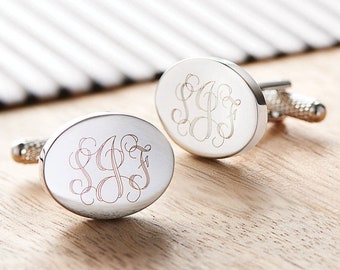 Engraved Monogram Cufflinks, Personalised Monogram Cufflinks, Wedding Monogram Cufflinks, Personalised Initial Monogram Cufflinks