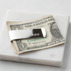 Personalisierte Initialen Geldspange, Geldspange mit Gravur, Silber Geldspange, Geldspange mit Gravur, Bräutigam Geschenkideen