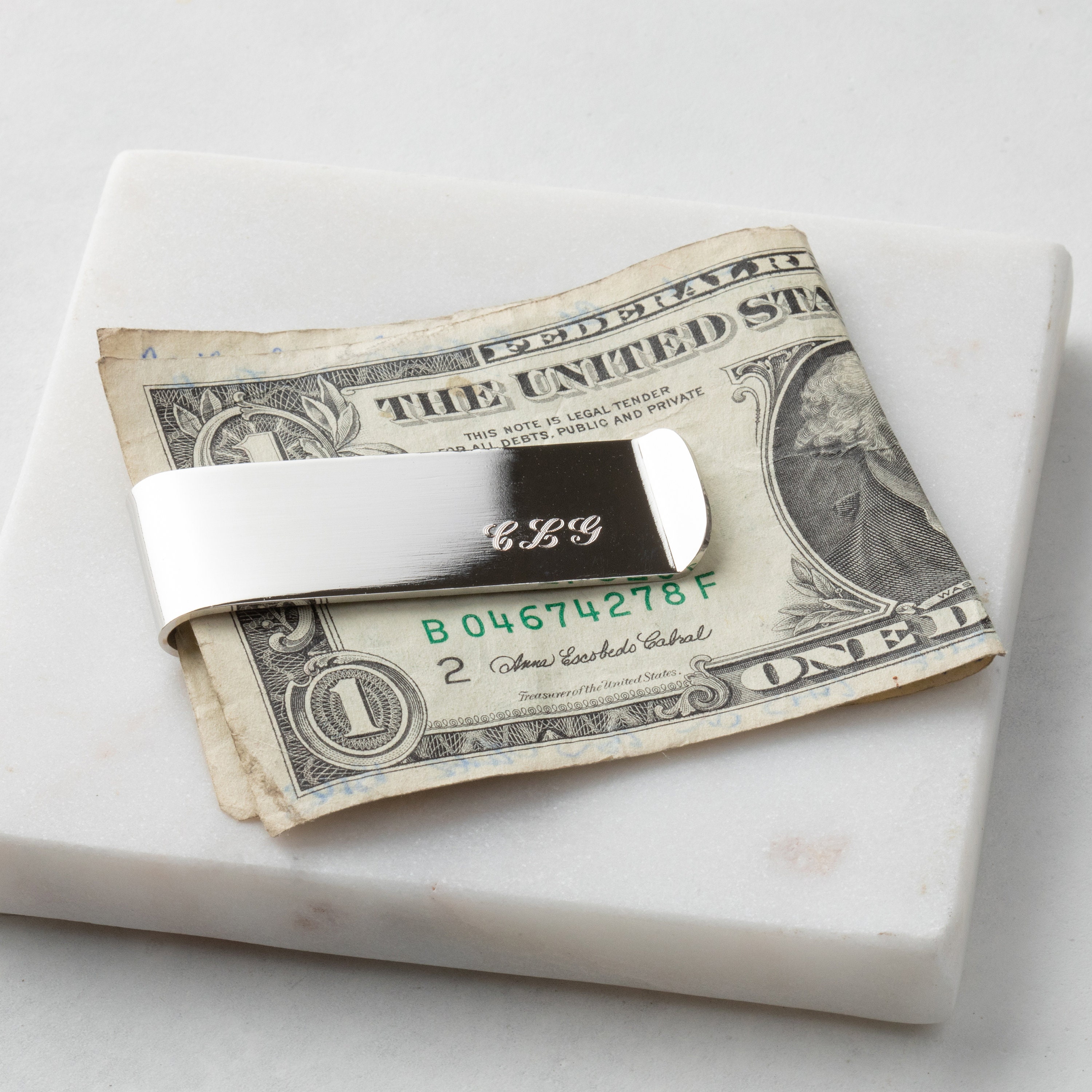 Personalised Initials Money Clip, Engraved Money Clip, Silver