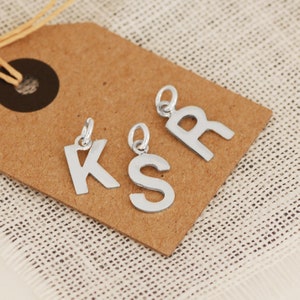 Personalised Silver Initial Charm, Letter Charms, Silver Alphabet Charms, Sterling Silver Initial Charms, Silver Stamped Initial Charms