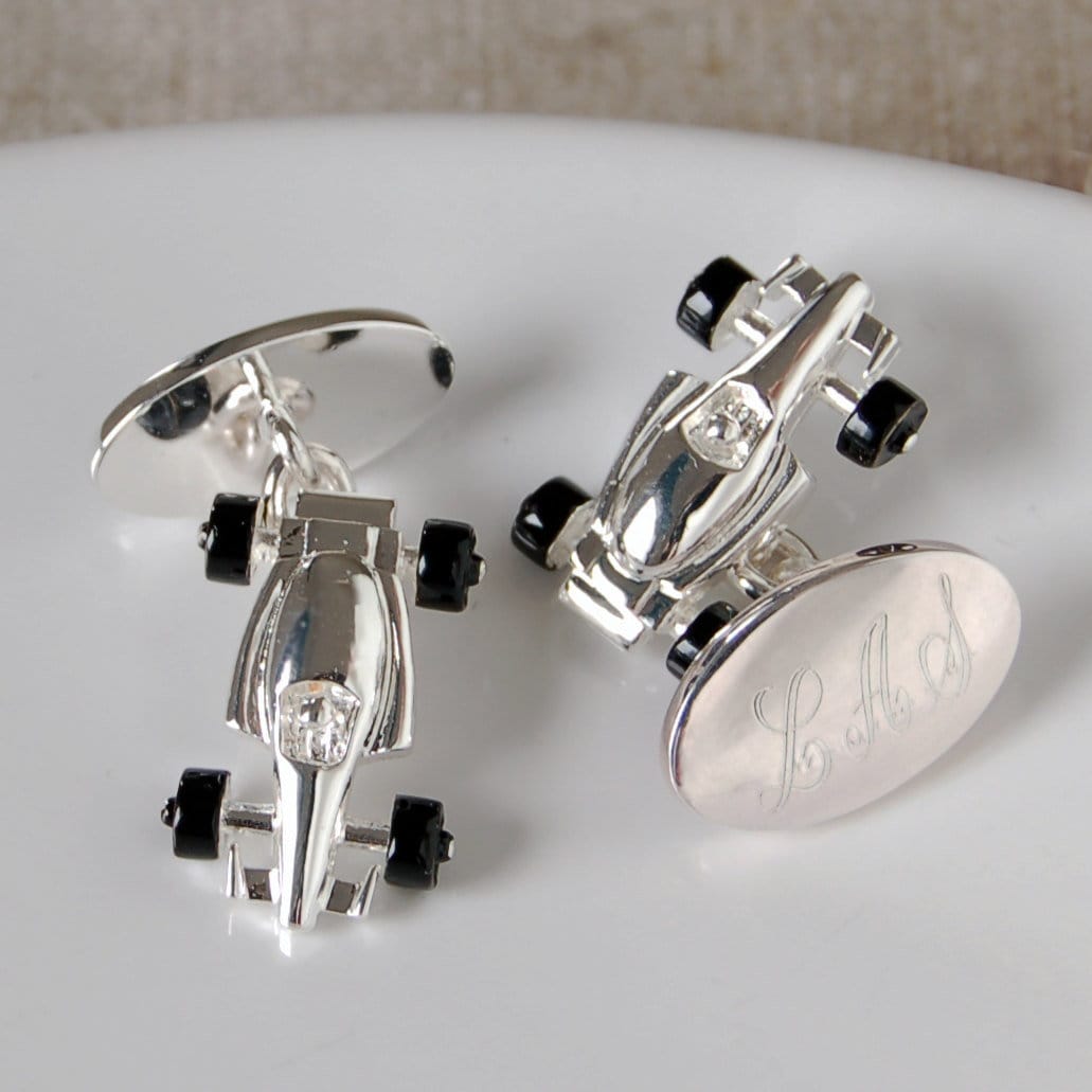 Boutons De Manchette Formule 1 En Acier - Pochette Velours Cadeau, Dimensions 2.5x1.5 Cm