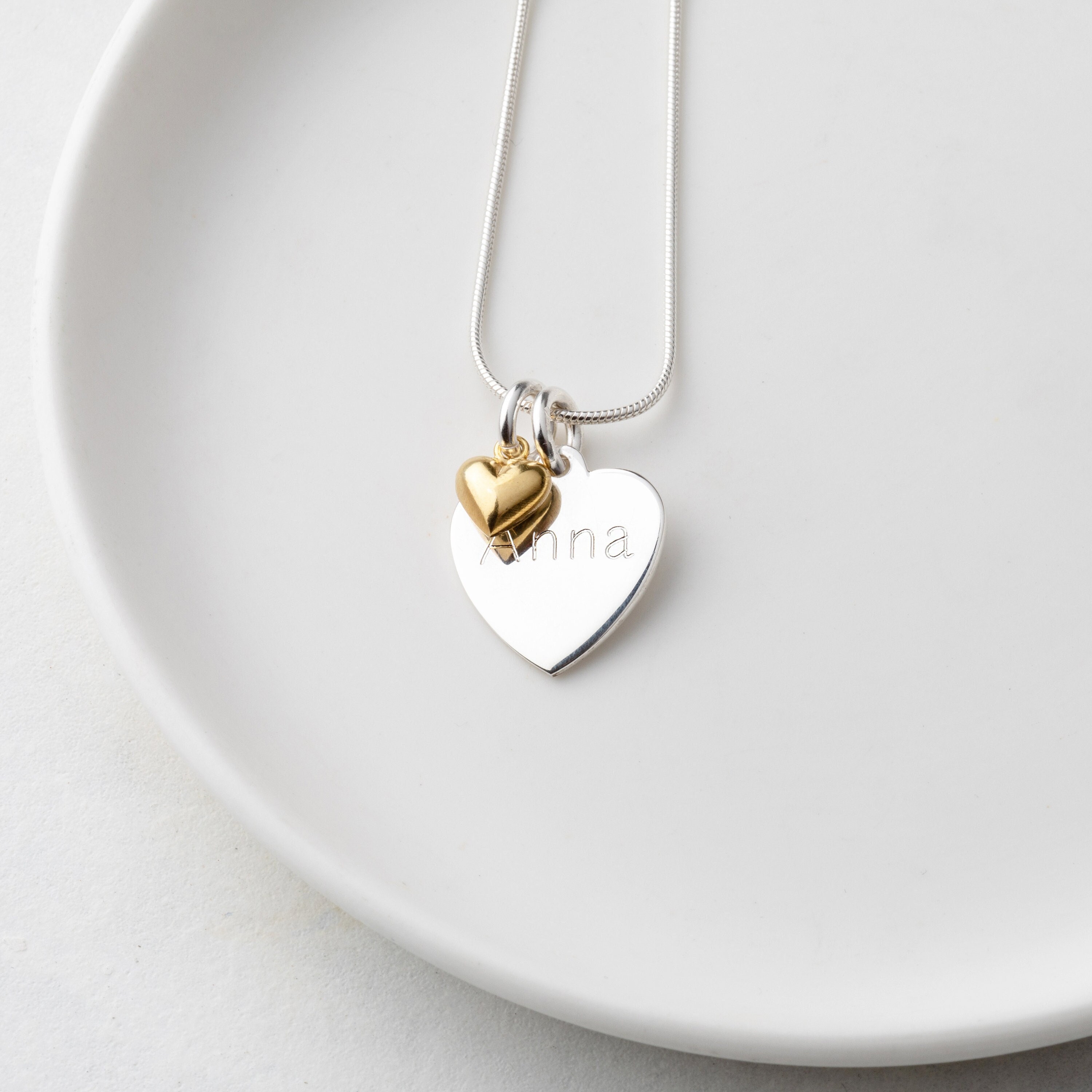 Personalised Heart Charm Necklace, Custom Heart Necklace, Engraved Heart Pendant, Personalised Heart Name Necklace, Name Necklace for Mum