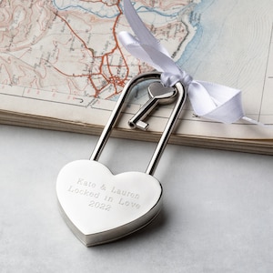 Personalised Love Padlock, Engagement Love Lock, Personalised Heart Padlock, Paris Padlock, Engraved Heart Padlock, Amsterdam Gold Love Lock 画像 3