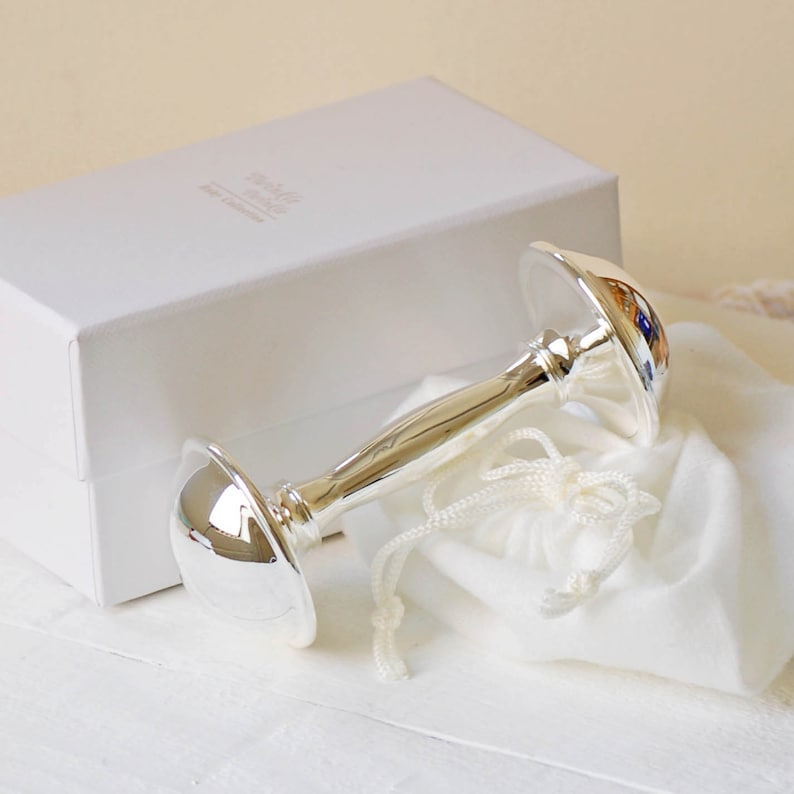 Personalised Silver Plated Rattle Engraved Christening Etsy